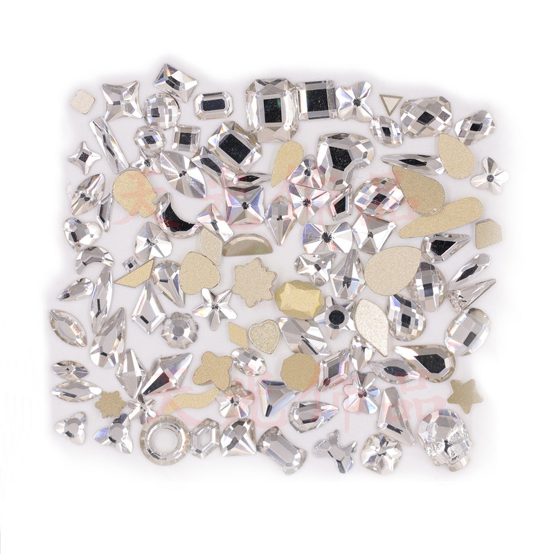 Novih 100 kom/lot kristalnih dijamantnih kamenčića za nokte od strass prozirnog stakla za 3D ukrase za nokte, kvadrata
