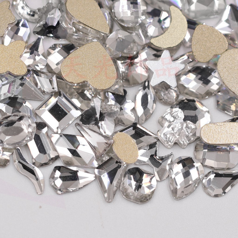 Novih 100 kom/lot kristalnih dijamantnih kamenčića za nokte od strass prozirnog stakla za 3D ukrase za nokte, kvadrata