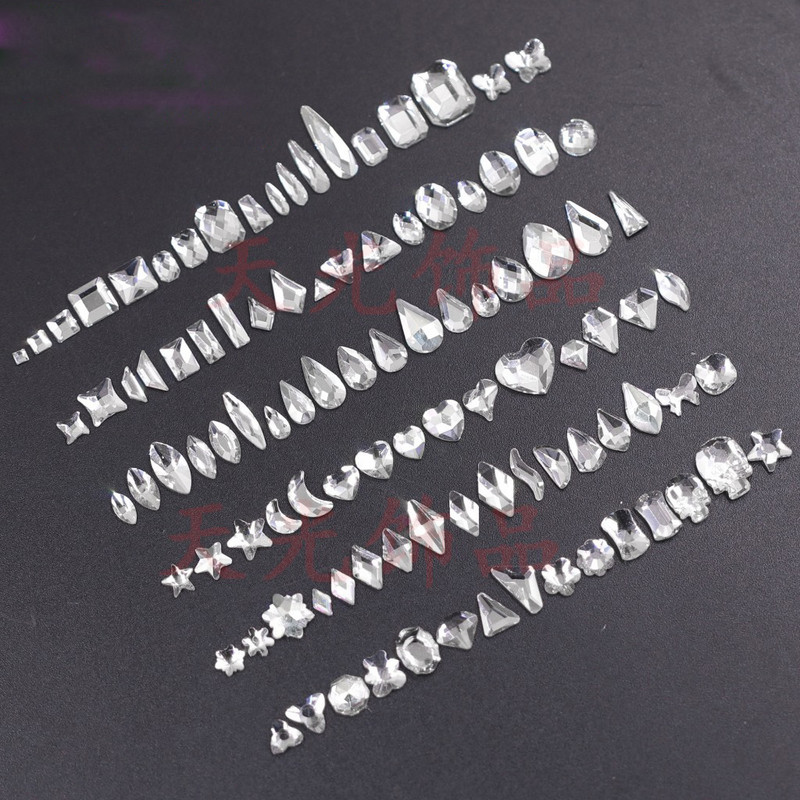 Novih 100 kom/lot kristalnih dijamantnih kamenčića za nokte od strass prozirnog stakla za 3D ukrase za nokte, kvadrata