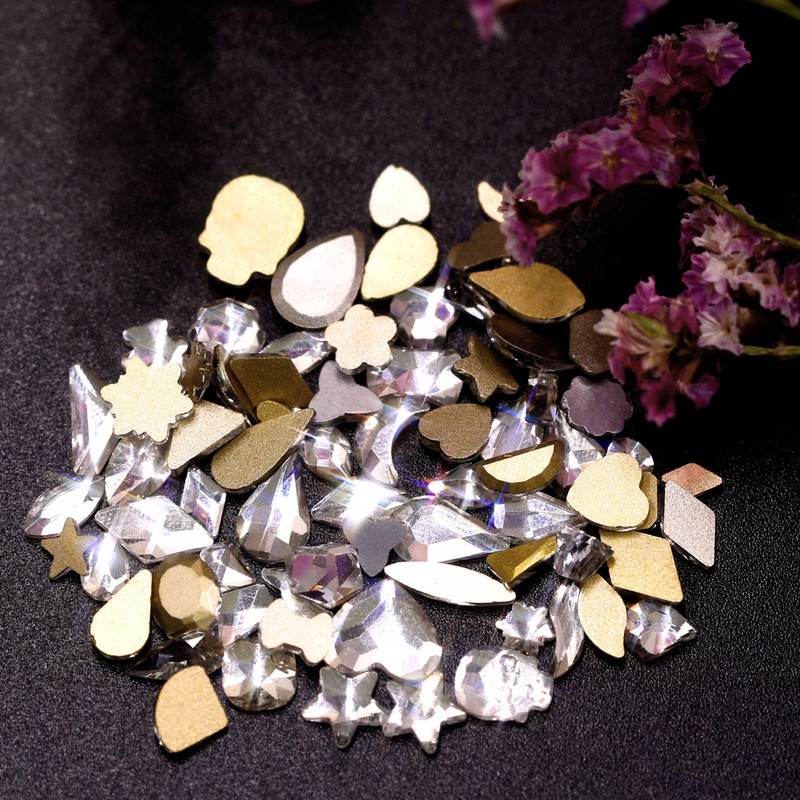 Novih 100 kom/lot kristalnih dijamantnih kamenčića za nokte od strass prozirnog stakla za 3D ukrase za nokte, kvadrata