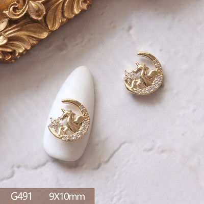 10pcs/lot 3D Star Moon Unicorn Legura Nail Art Cirkon Pearl Crystal Metal Manikura Nokti Accesorios Supplies Decorations Charms