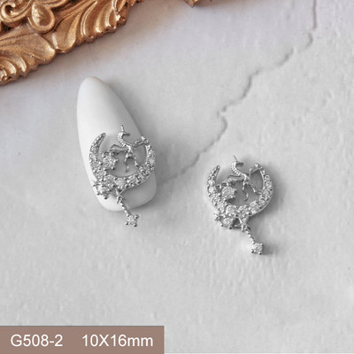 10pcs/lot 3D Star Moon Unicorn Legura Nail Art Cirkon Pearl Crystal Metal Manikura Nokti Accesorios Supplies Decorations Charms