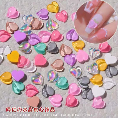 50 db Nyalóka alakú varázslatok akril körmökhöz Gyanta Nail Art Multi-Design Dekorációs szegecsek Ékszer Manikűr Nail Art Drágakövek 2022