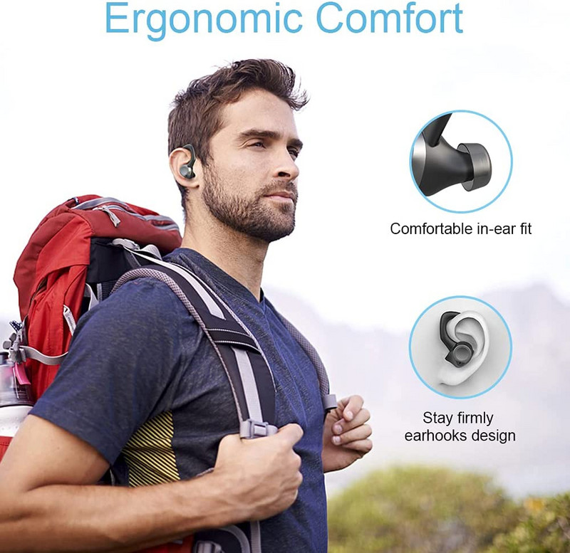 Căști compatibile cu Bluetooth 5.1 Căști Bluetooth fără fir cu anulare a zgomotului Sport Căști impermeabile Mâini libere cu microfon