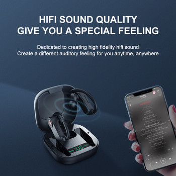 Bluetooth 5.1 безжични слушалки за поставяне в ушите, стерео спортни слушалки, шумопотискащи слушалки с микрофон, слушалки с дълбок бас за спорт