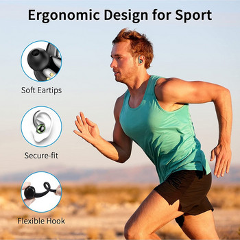 Bluetooth слушалки Истински безжични слушалки с калъф за зареждане Стерео звукови слушалки Вграден микрофон в ухото Слушалки за спорт/фитнес