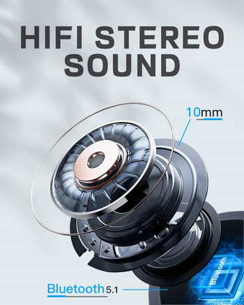Безжични слушалки Bluetooth 5.1 Слушалки за спорт 50 часа време за възпроизвеждане HiFi Стерео слушалки Шумопотискащи слушалки Слушалки за уши с микрофон