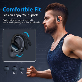 Bluetooth 5.3 слушалки Истински безжични слушалки с бутон за управление на микрофона Намаляване на шума Закачки за уши Водоустойчиви слушалки за спорт