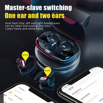 Ακουστικά TWS συμβατά με Bluetooth με μικρόφωνα Sport Ear Hook Οθόνη LED Ασύρματα ακουστικά Ακουστικά Αδιάβροχα ακουστικά