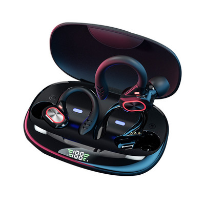 TWS слушалки Bluetooth-съвместими с микрофони Спортна кука за уши LED дисплей Безжични слушалки Слушалки Слушалки Водоустойчиви слушалки
