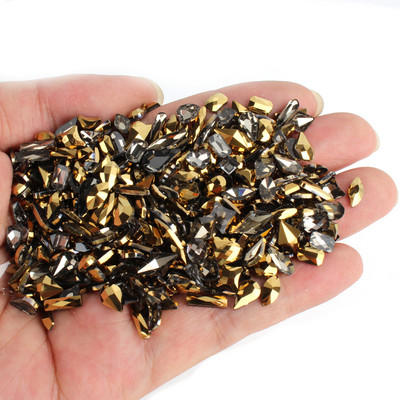 100 kom mješovitog oblika, ravna poleđina s vještačkim dijamantima, nepravilni stakleni kristalni 3D ukrasi za nokte s vještačkim dijamantima