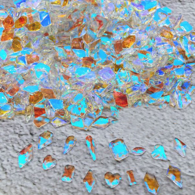 100 kom mješovitog oblika, ravna poleđina s vještačkim dijamantima, nepravilni stakleni kristalni 3D ukrasi za nokte s vještačkim dijamantima