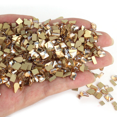 100 kom mješovitog oblika, ravna poleđina s vještačkim dijamantima, nepravilni stakleni kristalni 3D ukrasi za nokte s vještačkim dijamantima