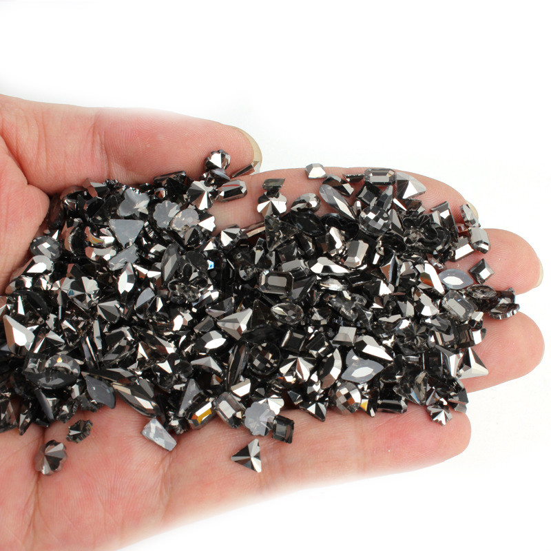 100 kom mješovitog oblika, ravna poleđina s vještačkim dijamantima, nepravilni stakleni kristalni 3D ukrasi za nokte s vještačkim dijamantima