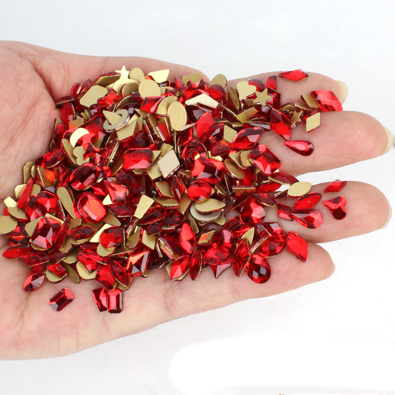 100 kom mješovitog oblika, ravna poleđina s vještačkim dijamantima, nepravilni stakleni kristalni 3D ukrasi za nokte s vještačkim dijamantima