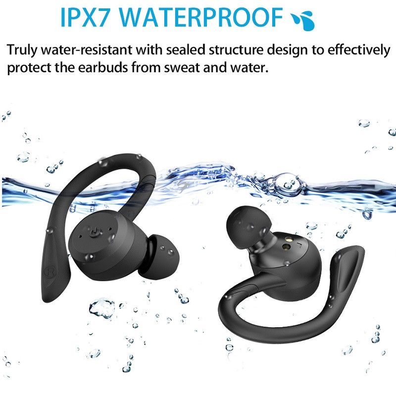 Bluetooth slušalice Prave bežične slušalice s kućištem za punjenje IPX7 Vodootporne slušalice za stereo zvuk Ugrađeni mikrofon Slušalice za uši