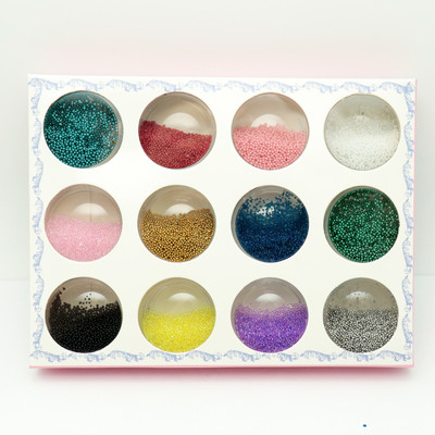 12 буркана 3d Nail Art Caviar Стъклени микро мъниста за дизайн на нокти Розово злато Сребърни мъниста за нокти Декорации Многоцветни шипове