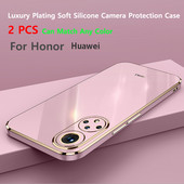 2 TK kullatud silikoonist telefoniümbris For Honor 50 20 10 70 9X 8X Pro Lite Funda Huawei P50 P40 P30 P20 Pro Lite Coque Coque jaoks