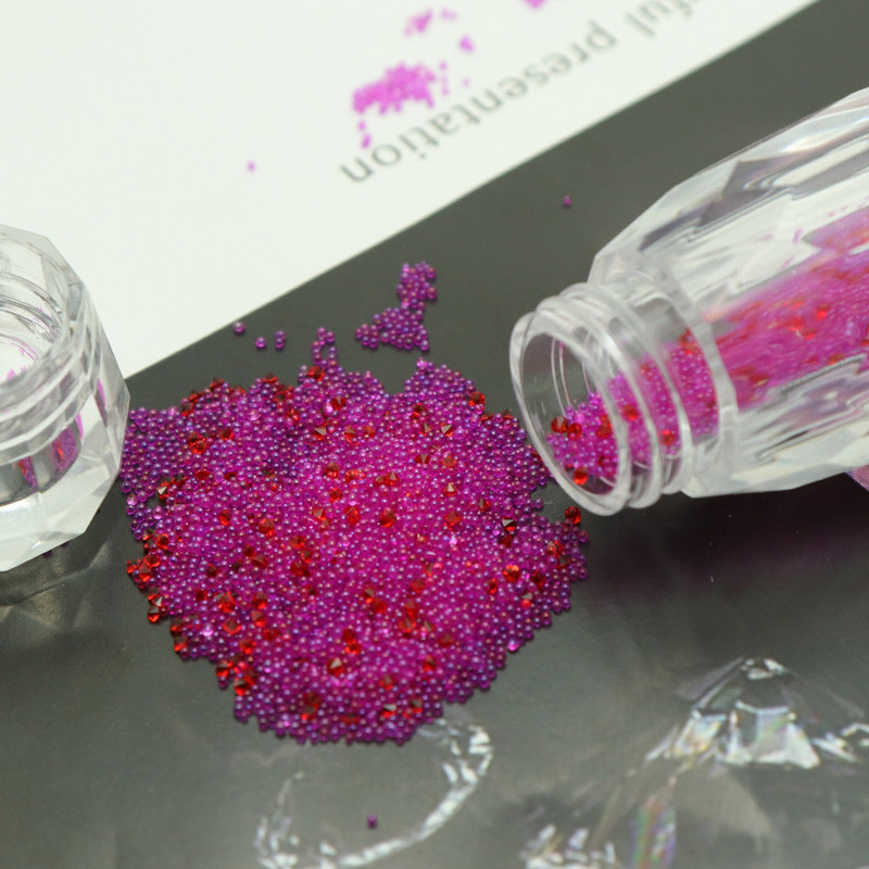 1 bočica Mini kavijar perle Kristalni sitni kamenčići Staklena mikro perla za nokte DIY Šarene 3D svjetlucave dekoracije za nokte