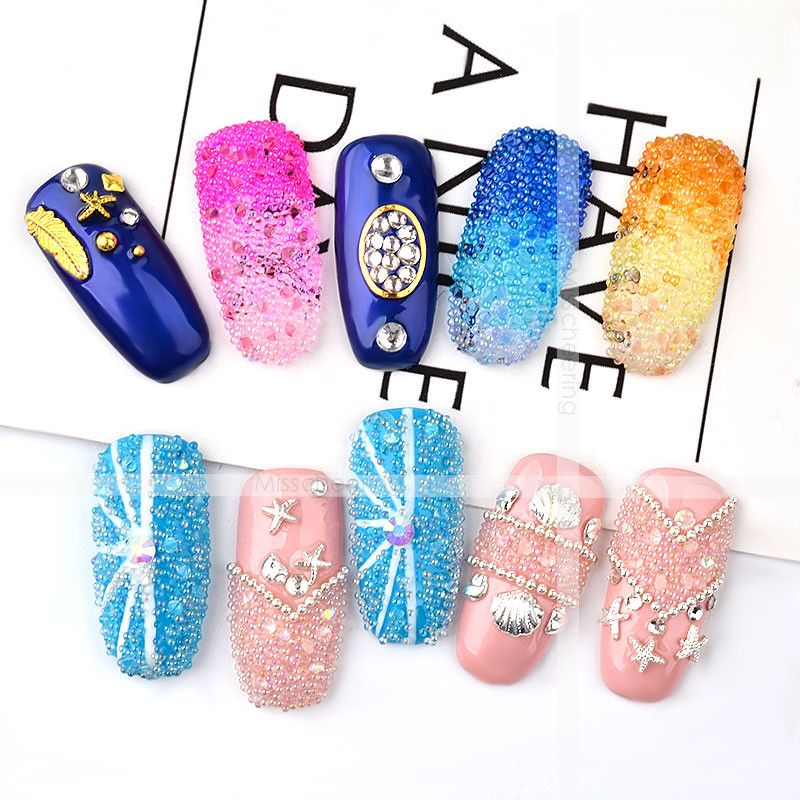 1 bočica Mini kavijar perle Kristalni sitni kamenčići Staklena mikro perla za nokte DIY Šarene 3D svjetlucave dekoracije za nokte