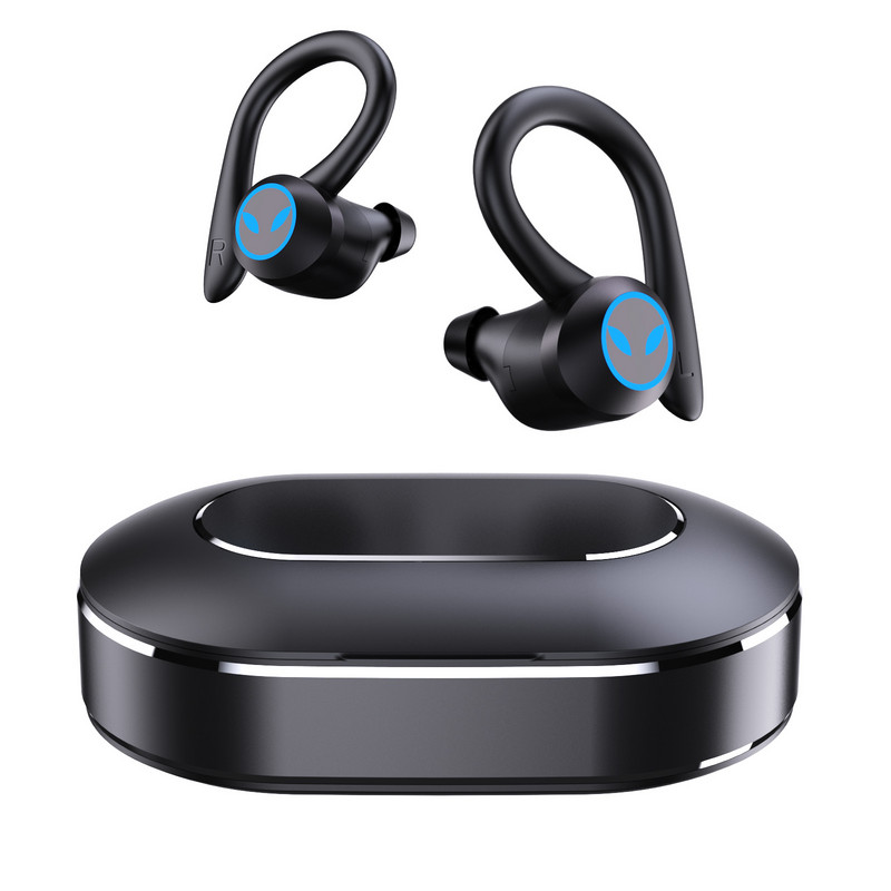 TWS Bluetooth-kompatibilis fülhallgató IPX7 vízálló vezeték nélküli 5.1 fejhallgató sportzajcsökkentő fülhallgató mikrofonos fejhallgatóval