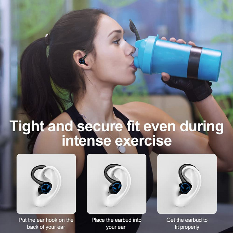 TWS Bluetooth-kompatibilis fülhallgató IPX7 vízálló vezeték nélküli 5.1 fejhallgató sportzajcsökkentő fülhallgató mikrofonos fejhallgatóval