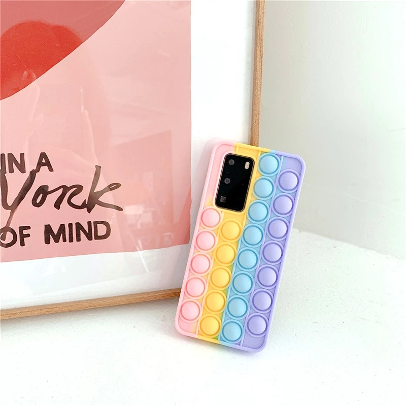 Pop Fidget Rotaļlietas Push Bubble Triecienizturīgs silikona futrālis For Honor 10 20 Lite 30 50 9X 8X 8A Pro Play 3 Aizmugurējais vāks Atbrīvo stresu
