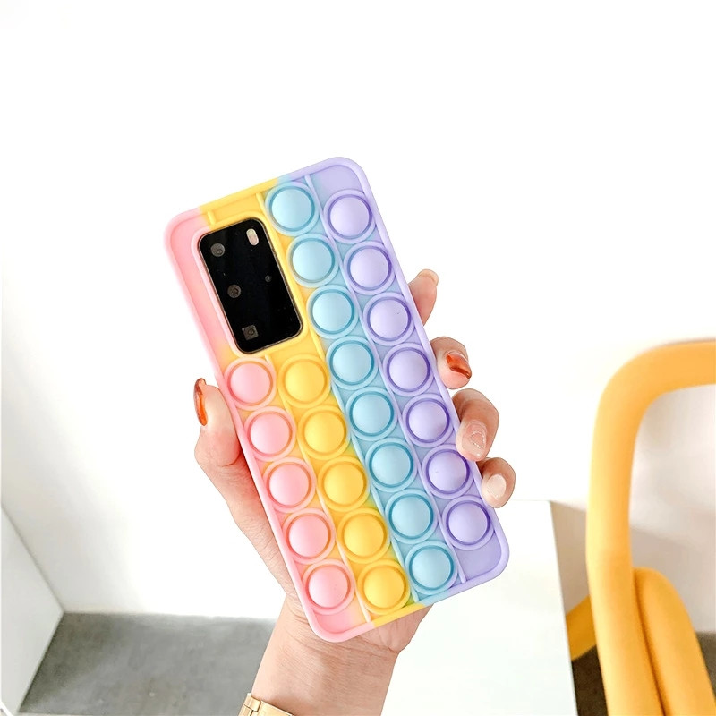 Pop Fidget Rotaļlietas Push Bubble Triecienizturīgs silikona futrālis For Honor 10 20 Lite 30 50 9X 8X 8A Pro Play 3 Aizmugurējais vāks Atbrīvo stresu