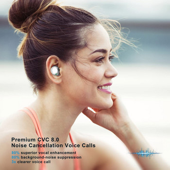 Безжични Bluetooth 5.1 слушалки Шумоподтискаща слушалка в ухото IP7 Водоустойчиви спортни слушалки 48 часа време за възпроизвеждане Дълбок бас с микрофон