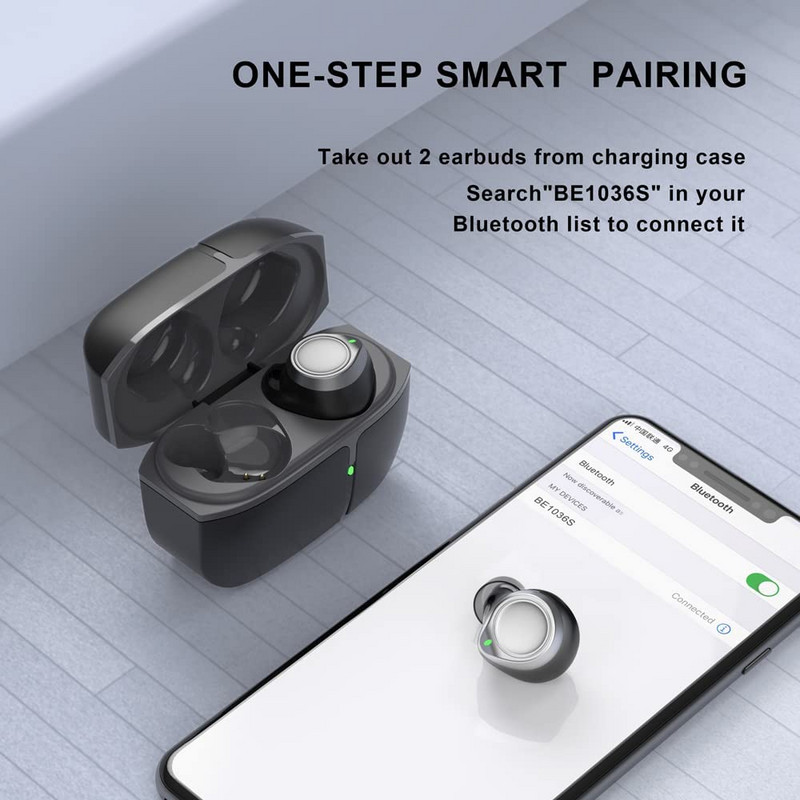 Vezeték nélküli Bluetooth 5.1 fejhallgató zajszűrő fülhallgató fülben IP7 vízálló sport fülhallgató 48 órás lejátszási mély basszus mikrofonnal
