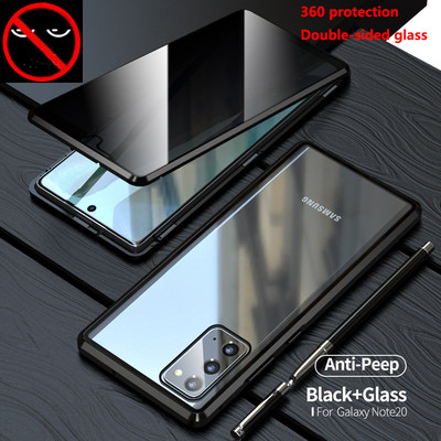 Метален магнитен калъф против надничане за Samsung S22 S21 S23 Двустранен стъклен капак за броня за Note 20 10 9 Ultra Plus Funda Coque