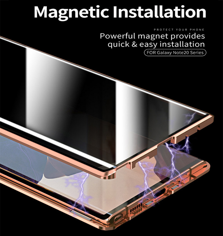 Метален магнитен калъф против надничане за Samsung S22 S21 S23 Двустранен стъклен капак за броня за Note 20 10 9 Ultra Plus Funda Coque