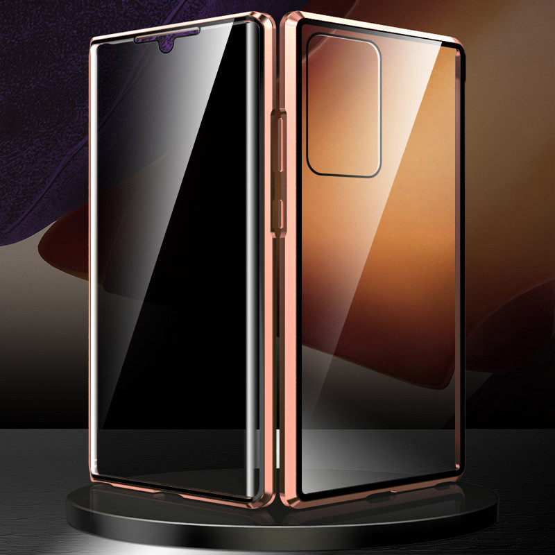 Метален магнитен калъф против надничане за Samsung S22 S21 S23 Двустранен стъклен капак за броня за Note 20 10 9 Ultra Plus Funda Coque