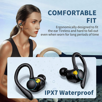 Нови TWS Bluetooth 5.2 слушалки с микрофон, безжични слушалки със спортна кука за ухо, стерео водоустойчиви слушалки, съвместими с телефон Xiaomi