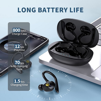 Нови TWS Bluetooth 5.2 слушалки с микрофон, безжични слушалки със спортна кука за ухо, стерео водоустойчиви слушалки, съвместими с телефон Xiaomi