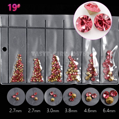 6 rešetki/pakiranje Miks 5 veličina Šljokice za nokte V-dno Oštri dijamanti Dragulji Aril Nail Art Ukrasi od kamenčića Dragulji Manikura DIY GZ