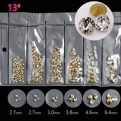 6 rešetki/pakiranje Miks 5 veličina Šljokice za nokte V-dno Oštri dijamanti Dragulji Aril Nail Art Ukrasi od kamenčića Dragulji Manikura DIY GZ