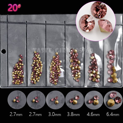 6 rešetki/pakiranje Miks 5 veličina Šljokice za nokte V-dno Oštri dijamanti Dragulji Aril Nail Art Ukrasi od kamenčića Dragulji Manikura DIY GZ