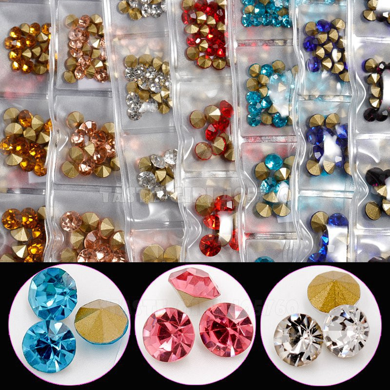 6 rešetki/pakiranje Miks 5 veličina Šljokice za nokte V-dno Oštri dijamanti Dragulji Aril Nail Art Ukrasi od kamenčića Dragulji Manikura DIY GZ