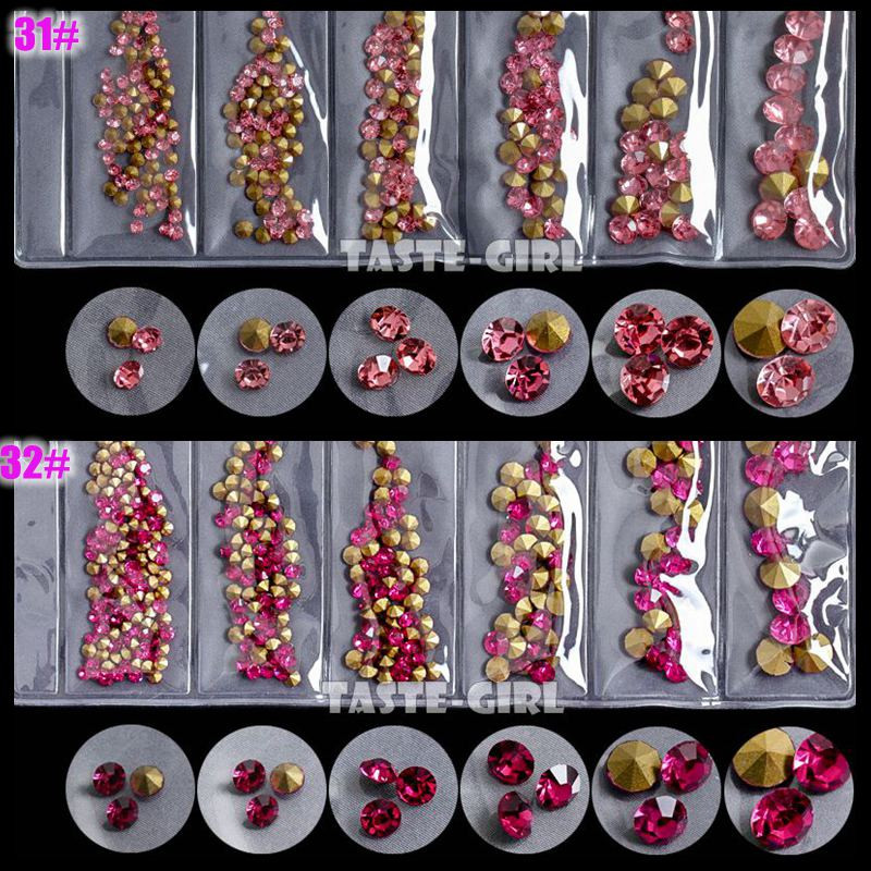 6 rešetki/pakiranje Miks 5 veličina Šljokice za nokte V-dno Oštri dijamanti Dragulji Aril Nail Art Ukrasi od kamenčića Dragulji Manikura DIY GZ