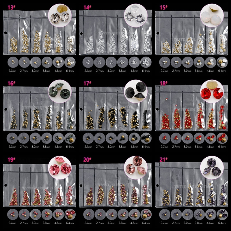 6 rešetki/pakiranje Miks 5 veličina Šljokice za nokte V-dno Oštri dijamanti Dragulji Aril Nail Art Ukrasi od kamenčića Dragulji Manikura DIY GZ