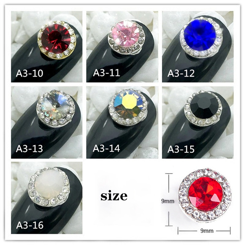 10 bucăți 3D, rotund, decorare pentru unghii din cristal, placat cu aur, argint, cu strasuri, cu sclipici, decor pentru unghii, cu rotație de rotire