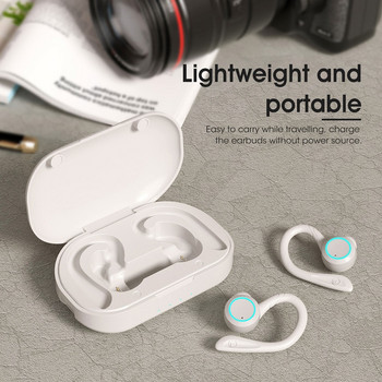 Истински безжични слушалки с калъф за зареждане IPX 7 Водоустойчиви Bluetooth слушалки за ухо с микрофон Слушалки с дълбок бас за спорт