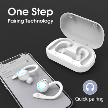 Истински безжични слушалки с калъф за зареждане IPX 7 Водоустойчиви Bluetooth слушалки за ухо с микрофон Слушалки с дълбок бас за спорт