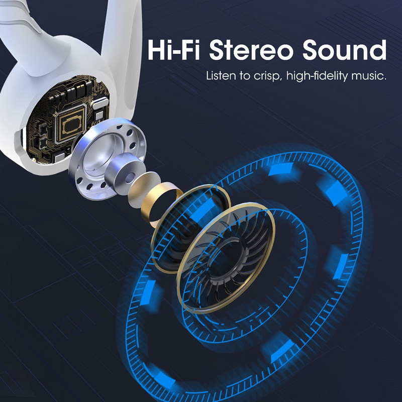 Căști fără fir adevărate cu carcasă de încărcare IPX 7 Căști Bluetooth supraear impermeabile cu microfon Căști cu bas profund pentru sport