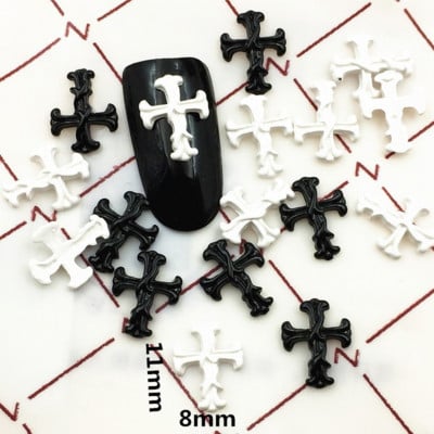 50 bucăți unghii în cruce de metal, 11x8 mm, alb-negru, antice, accesorii de decorare a unghiilor, pietre prețioase 3d colorate, strasuri pentru vârfuri de unghii