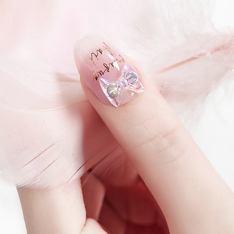 60 vnt. putojančios nagų dailės dekoracijos Butterfly Shell Gėlės forma „Pasidaryk pats“ 3D Permatomos auroros manikiūro priedai