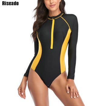 Riseado με φερμουάρ μπροστά Γυναικείο μαγιό One Piece Sports Rashguard μακρυμάνικο μαγιό για γυναίκες Συνονθύλευμα μαγιό Μαγιό παραλίας