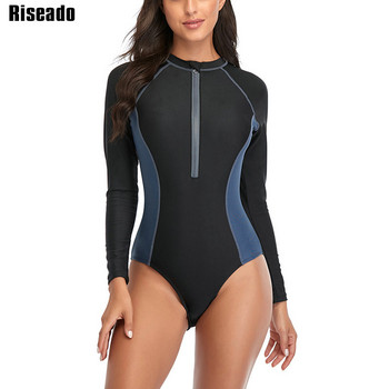 Riseado με φερμουάρ μπροστά Γυναικείο μαγιό One Piece Sports Rashguard μακρυμάνικο μαγιό για γυναίκες Συνονθύλευμα μαγιό Μαγιό παραλίας