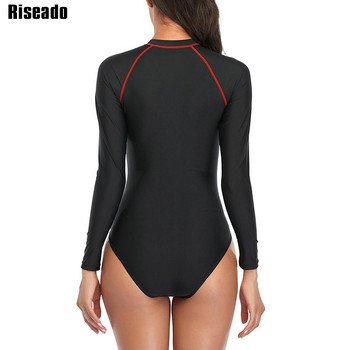 Riseado με φερμουάρ μπροστά Γυναικείο μαγιό One Piece Sports Rashguard μακρυμάνικο μαγιό για γυναίκες Συνονθύλευμα μαγιό Μαγιό παραλίας